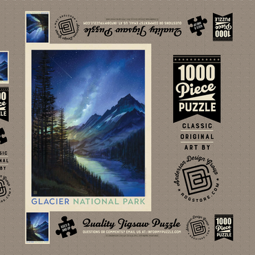 Glacier National Park: Starlight, Vintage Poster 1000 Puzzle Schachtel 3D Modell
