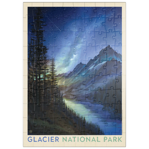 puzzleplate Glacier National Park: Starlight, Vintage Poster 100 Puzzle