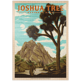 Darstellung des Puzzle-Motivs Joshua Tree National Park - Where Trees Thrive in the Desert, Vintage Travel Poster – Puzzleteile: 1000