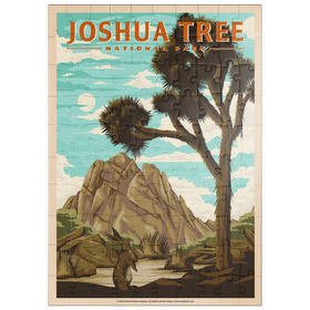 Darstellung des Puzzle Motivs Joshua Tree National Park - Where Trees Thrive in the Desert, Vintage Travel Poster - Puzzleteile: 100
