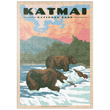 puzzleplate Katmai National Park - Fishing Bears At Brooks Falls, Vintage Travel Poster 200 Puzzle