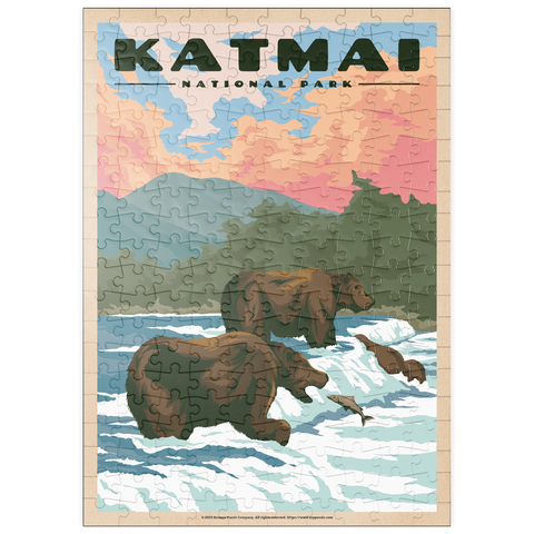 puzzleplate Katmai National Park - Fishing Bears At Brooks Falls, Vintage Travel Poster 200 Puzzle