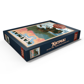 Darstellung des Puzzle Motivs Katmai National Park - Fishing Bears At Brooks Falls, Vintage Travel Poster - Puzzleteile: 500