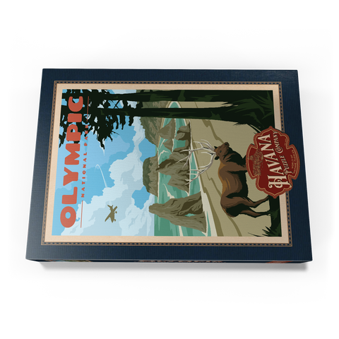 Olympic National Park - Wapiti at Ruby Beach, Vintage Travel Poster 1000 Puzzle Schachtel Ansicht3
