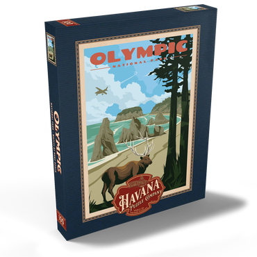 Olympic National Park - Wapiti at Ruby Beach, Vintage Travel Poster 100 Puzzle Schachtel Ansicht2