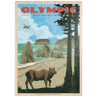 puzzleplate Olympic National Park - Wapiti at Ruby Beach, Vintage Travel Poster 100 Puzzle