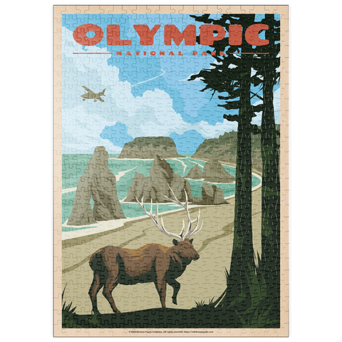 puzzleplate Olympic National Park - Wapiti at Ruby Beach, Vintage Travel Poster 500 Puzzle