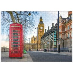 Darstellung des Puzzle-Motivs Rote Telefonzelle mit Big Ben in London – Puzzleteile: 1000