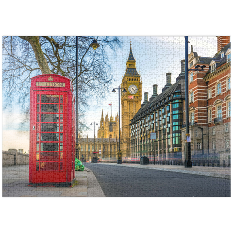 puzzleplate Rote Telefonzelle mit Big Ben in London  1000 Puzzle