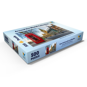 Darstellung des Puzzle Motivs Rote Telefonzelle mit Big Ben in London - Puzzleteile: 500