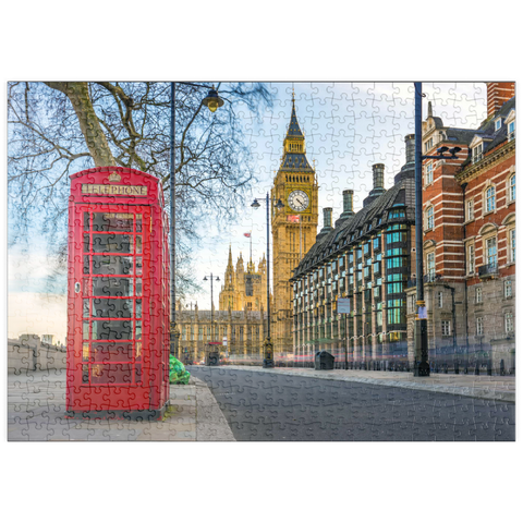 puzzleplate Rote Telefonzelle mit Big Ben in London  500 Puzzle