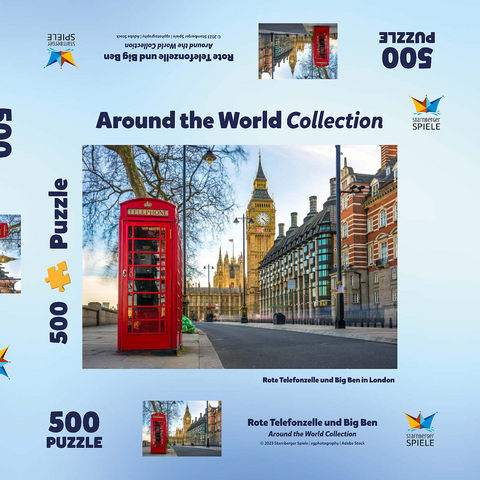 Rote Telefonzelle mit Big Ben in London  500 Puzzle Schachtel 3D Modell