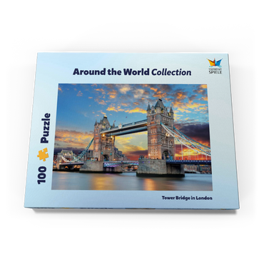 Tower Bridge in London im Sonnenuntergang 100 Puzzle Schachtel Ansicht3