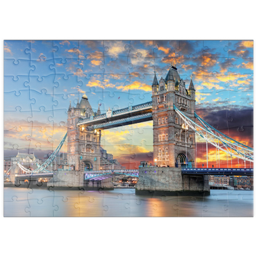 puzzleplate Tower Bridge in London im Sonnenuntergang 100 Puzzle