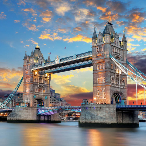 Tower Bridge in London im Sonnenuntergang 100 Puzzle 3D Modell
