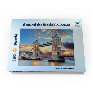 Tower Bridge in London im Sonnenuntergang 500 Puzzle Schachtel Ansicht3