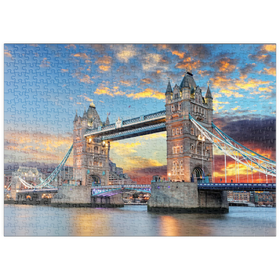 Darstellung des Puzzle Motivs Tower Bridge in London im Sonnenuntergang - Puzzleteile: 500