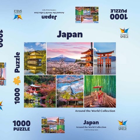 Sehenswürdigkeiten in Japan - Mount Fuji 1000 Puzzle Schachtel 3D Modell