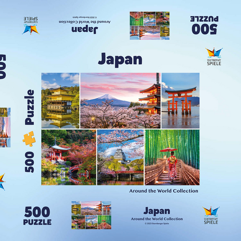 Sehenswürdigkeiten in Japan - Mount Fuji 500 Puzzle Schachtel 3D Modell