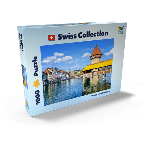 Wasserturm und Kapellbrücke in Luzern, Schweiz 1000 Puzzle Schachtel Ansicht2