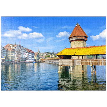 puzzleplate Wasserturm und Kapellbrücke in Luzern, Schweiz 1000 Puzzle
