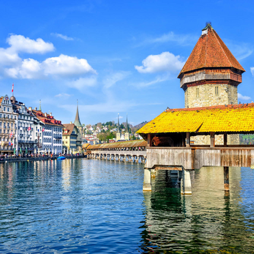 Wasserturm und Kapellbrücke in Luzern, Schweiz 1000 Puzzle 3D Modell