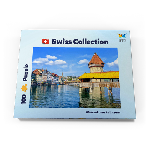 Wasserturm und Kapellbrücke in Luzern, Schweiz 100 Puzzle Schachtel Ansicht3