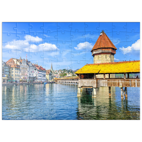 puzzleplate Wasserturm und Kapellbrücke in Luzern, Schweiz 100 Puzzle