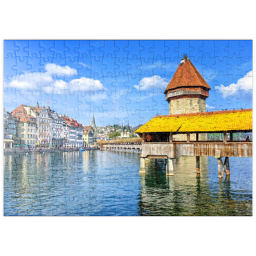 puzzleplate Wasserturm und Kapellbrücke in Luzern, Schweiz 200 Puzzle
