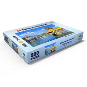 Darstellung des Puzzle Motivs Wasserturm und Kapellbrücke in Luzern, Schweiz - Puzzleteile: 500