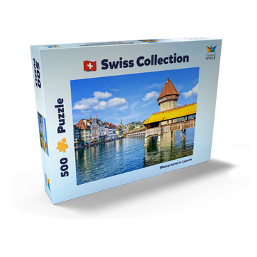 Wasserturm und Kapellbrücke in Luzern, Schweiz 500 Puzzle Schachtel Ansicht2