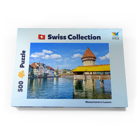 Wasserturm und Kapellbrücke in Luzern, Schweiz 500 Puzzle Schachtel Ansicht3