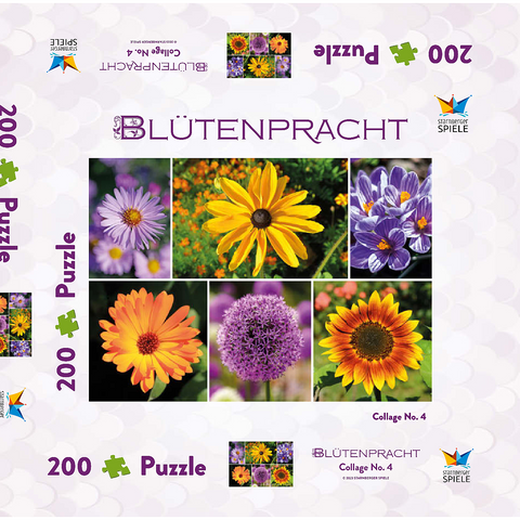 Bunte Blumen-Collage Nr. 4 im Frühling und Sommer 200 Puzzle Schachtel 3D Modell