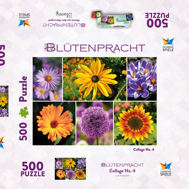 Bunte Blumen-Collage Nr. 4 im Frühling und Sommer 500 Puzzle Schachtel 3D Modell