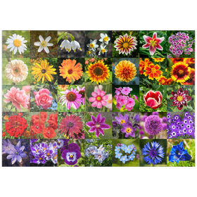 Darstellung des Puzzle-Motivs Bunte Blumen-Collage Nr. 5 im Frühling und Sommer – Puzzleteile: 1000