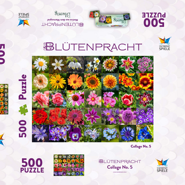 Bunte Blumen-Collage Nr. 5 im Frühling und Sommer 500 Puzzle Schachtel 3D Modell