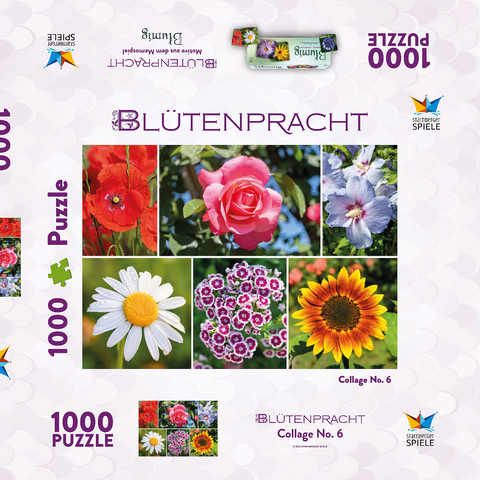 Bunte Blumen-Collage Nr. 6 im Frühling und Sommer 1000 Puzzle Schachtel 3D Modell