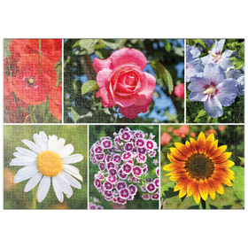 Darstellung des Puzzle-Motivs Bunte Blumen-Collage Nr. 6 im Frühling und Sommer – Puzzleteile: 500