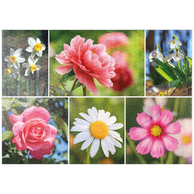 Darstellung des Puzzle-Motivs Bunte Blumen-Collage Nr. 7 im Frühling und Sommer – Puzzleteile: 1000