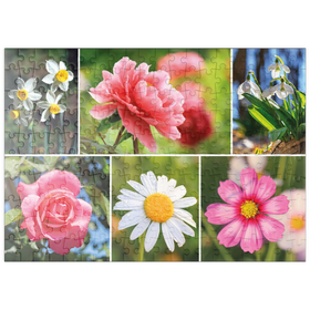 Darstellung des Puzzle-Motivs Bunte Blumen-Collage Nr. 7 im Frühling und Sommer – Puzzleteile: 200