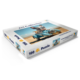 Alternative Darstellung des Puzzle-Motivs Lustige Bulldogge fährt Auto – Puzzleteile: 100