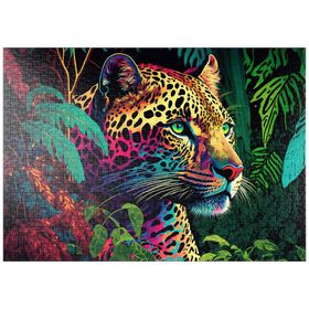 Darstellung des Puzzle-Motivs Leopard im Pop-Art-Stil – Puzzleteile: 1000