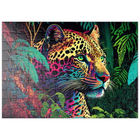 Darstellung des Puzzle-Motivs Leopard im Pop-Art-Stil – Puzzleteile: 100