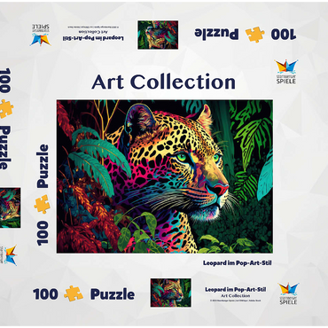 Leopard im Pop-Art-Stil 100 Puzzle Schachtel 3D Modell