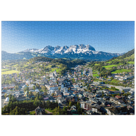 Darstellung des Puzzle-Motivs Panorama-Blick auf Kitzbühel in Tirol, Österreich – Puzzleteile: 1000