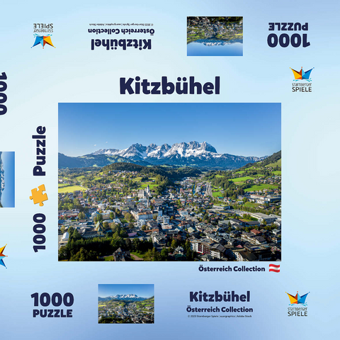 Panorama-Blick auf Kitzbühel in Tirol, Österreich 1000 Puzzle Schachtel 3D Modell
