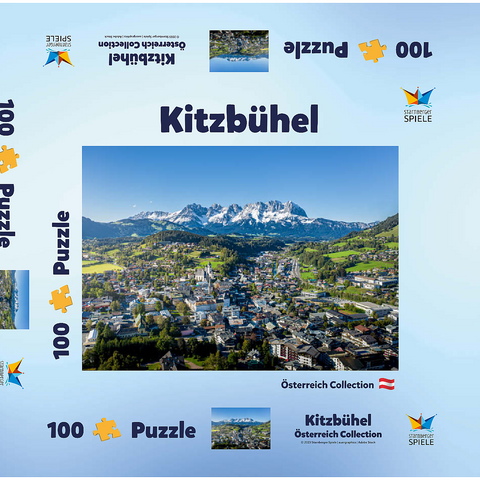 Panorama-Blick auf Kitzbühel in Tirol, Österreich 100 Puzzle Schachtel 3D Modell