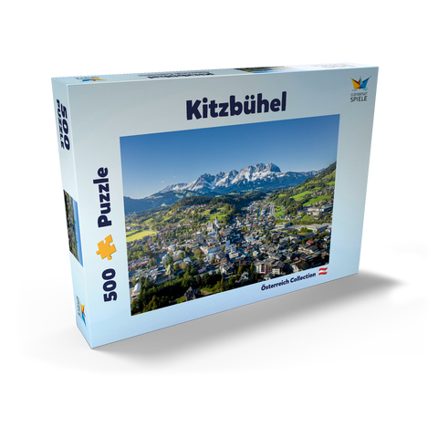 Panorama-Blick auf Kitzbühel in Tirol, Österreich 500 Puzzle Schachtel Ansicht2