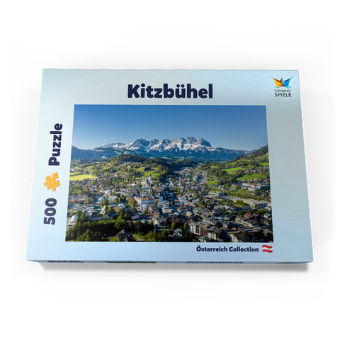 Panorama-Blick auf Kitzbühel in Tirol, Österreich 500 Puzzle Schachtel Ansicht3