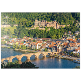 Darstellung des Puzzle-Motivs Blick auf Heidelberg - Altstadt, Alte Brücke und Schloss – Puzzleteile: 1000